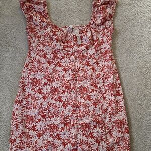 Madewell Margie Mini Dress In Abstract Flora Orange Floral Linen Blend 16